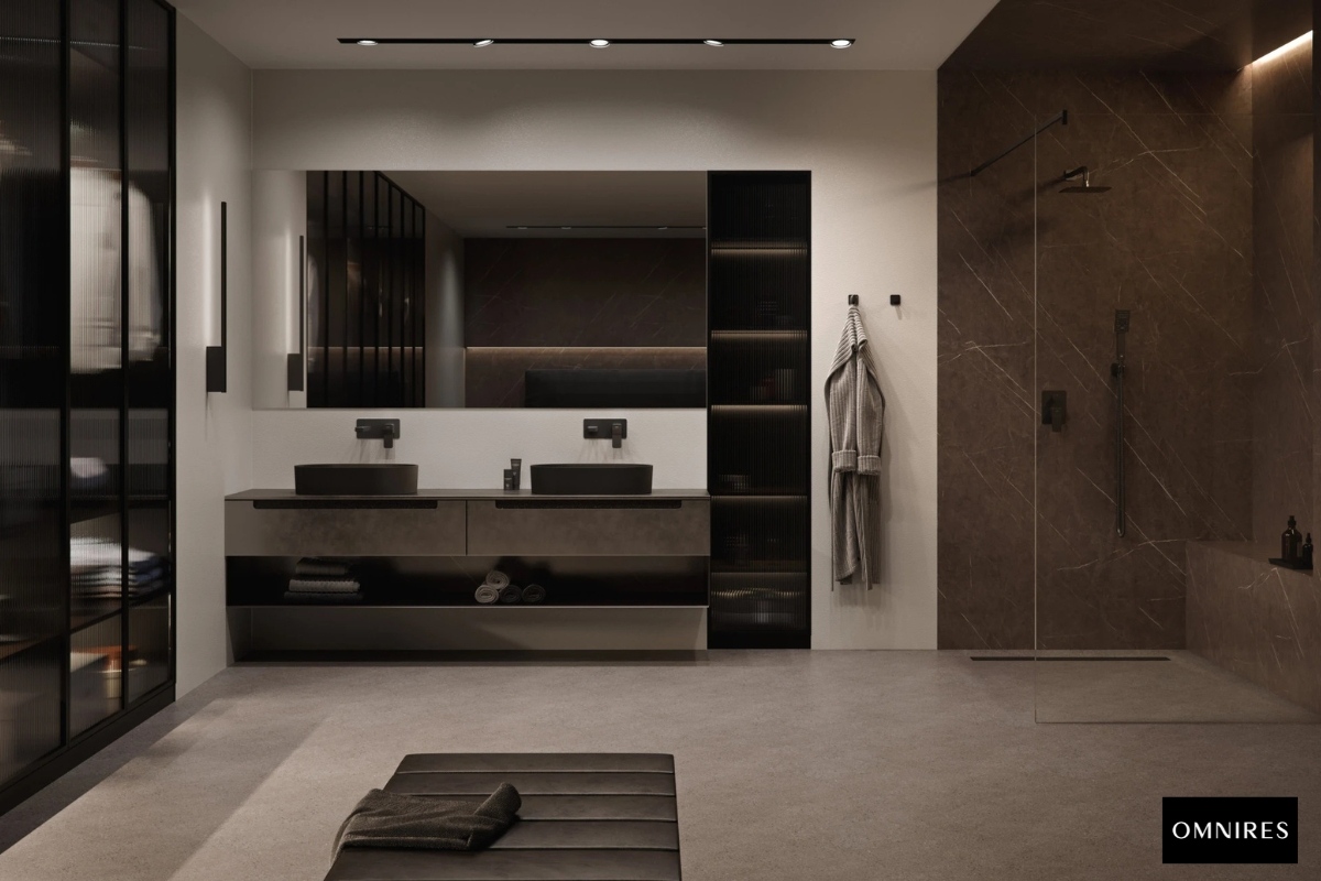 OMNIRES OVO M+ Umywalka nablatowa black lava mat