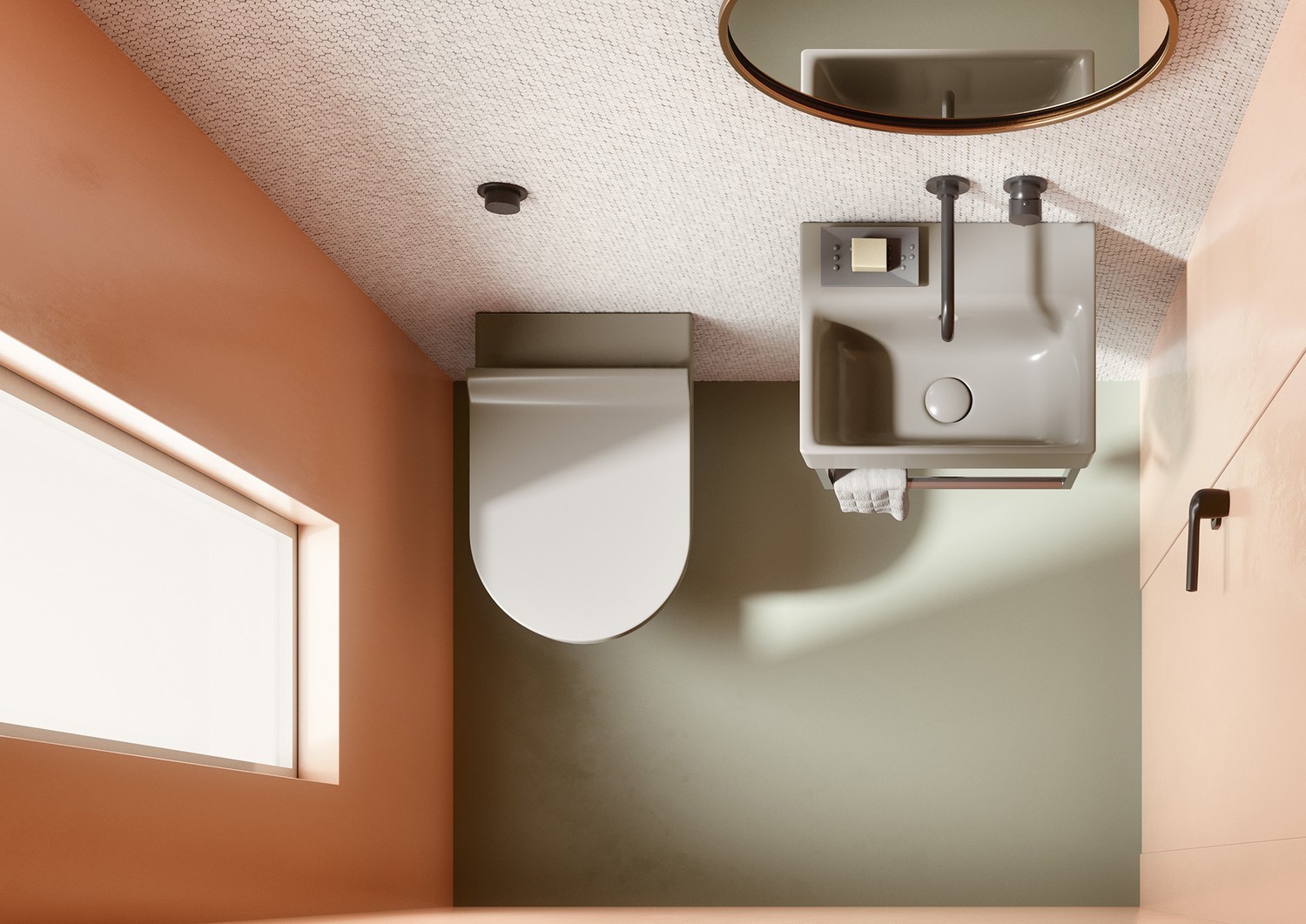 Mała łazienka z białą umywalką i WC, fot. GSI