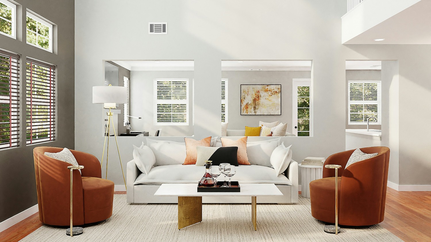 Salon modern classic z beżową sofą i fotelami fot. Unsplash