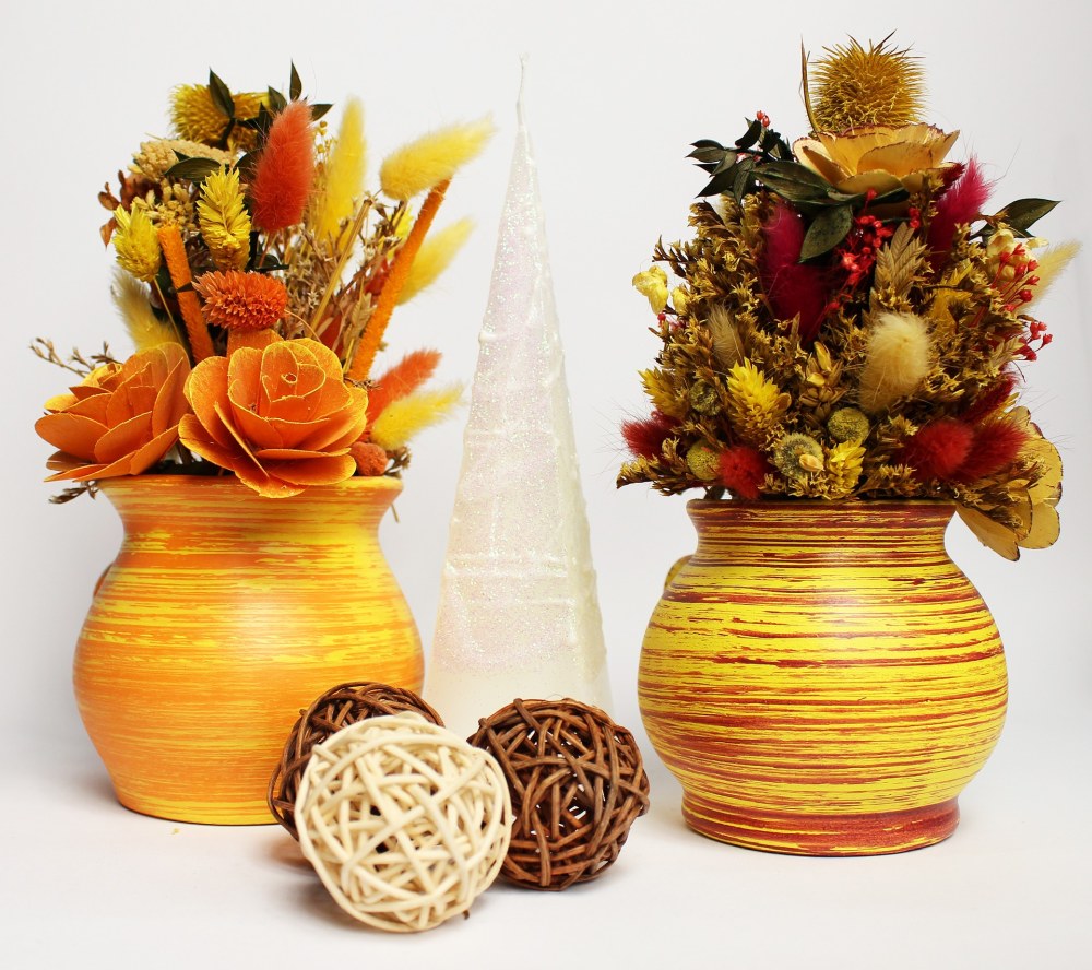 jesienna dekoracja z suszu, bukiet na jesień, bukiet z suszonych kwiatów