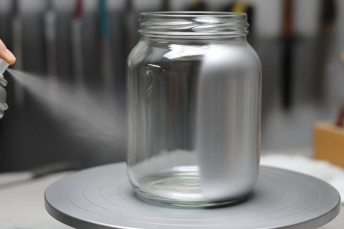 Jak utrwalić efekt sprayu na szklanych słoikach