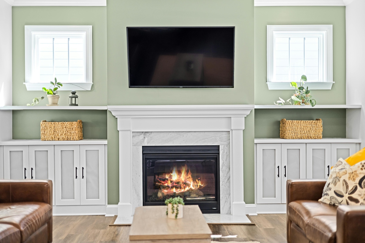 Przykładowa aranżacja wnętrza z kolorem oliwka