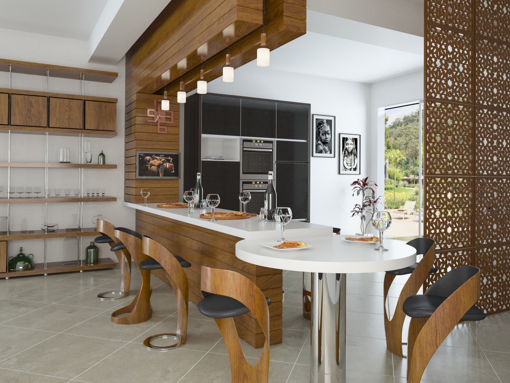 brązowe meble w kuchni nowoczesnej, kolor ścian do brązowych mebli, kolor ścian w kuchni z brązowymi meblami
