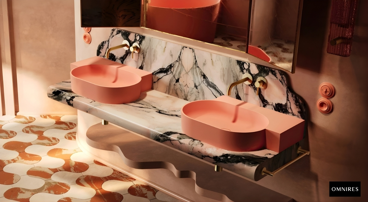 OMNIRES OVO M Umywalka nablatowa różowa