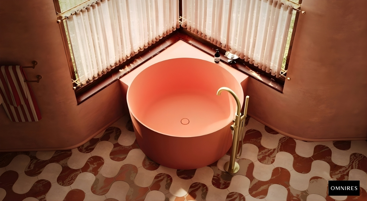 OMNIRES OVO M Wanna narożna różowa