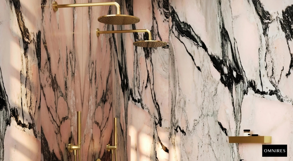 OMNIRES Y Zestaw prysznicowy z deszczownicą mosiądz szczotkowany
