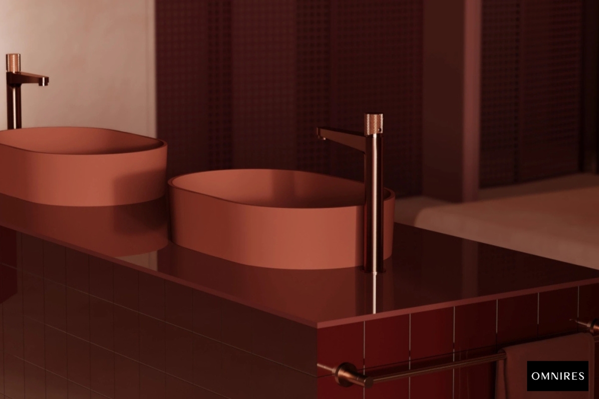 OMNIRES M Umywalka nablatowa terracotta mat