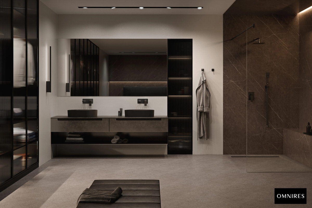 OMNIRES OVO M  Umywalka nablatowa black lava mat