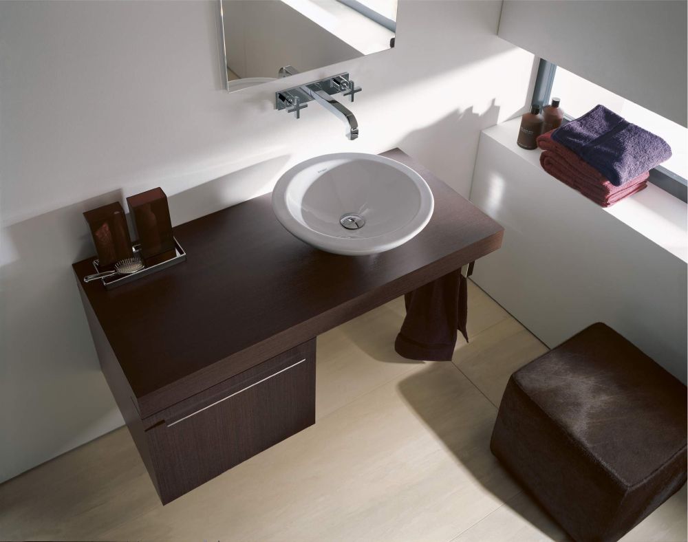 duravit konsola do łazienki, duravit brązowa szafka, duravit blat pod umywalkę