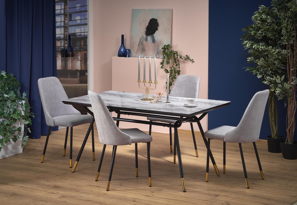 Krzesła w jadalni w stylu glamour - www.dekoportal.pl krzesła obite ze słoceniami, eleganckie krzesła do domu, eleganckie krzesła do jadalni