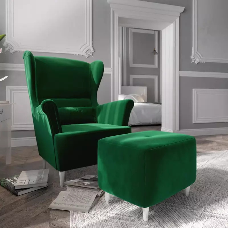 kanapy i fotele w kolorze butelkowa zieleń