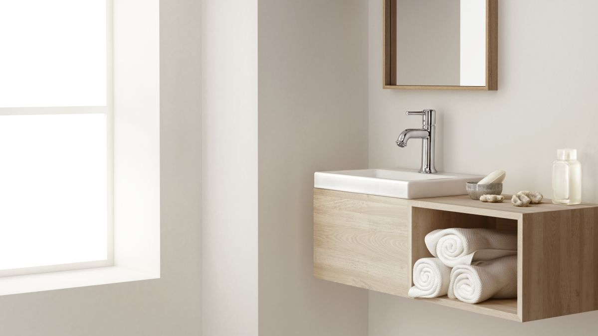 Hansgrohe taliss classic bateria umywalkowa lazienka w stylu skandynawskim aranzacje inspiracje dekoportal